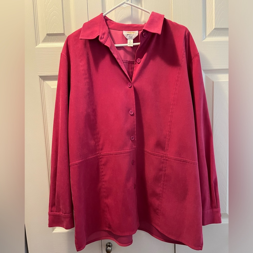 Talbots Pink Faux Suede Top